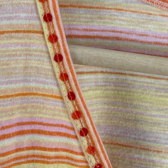 Liz & Me Womens Plus 2X Striped Floral Cotton V Neck Top 3/4 Sleeve Shirt - Picture 7 of 10